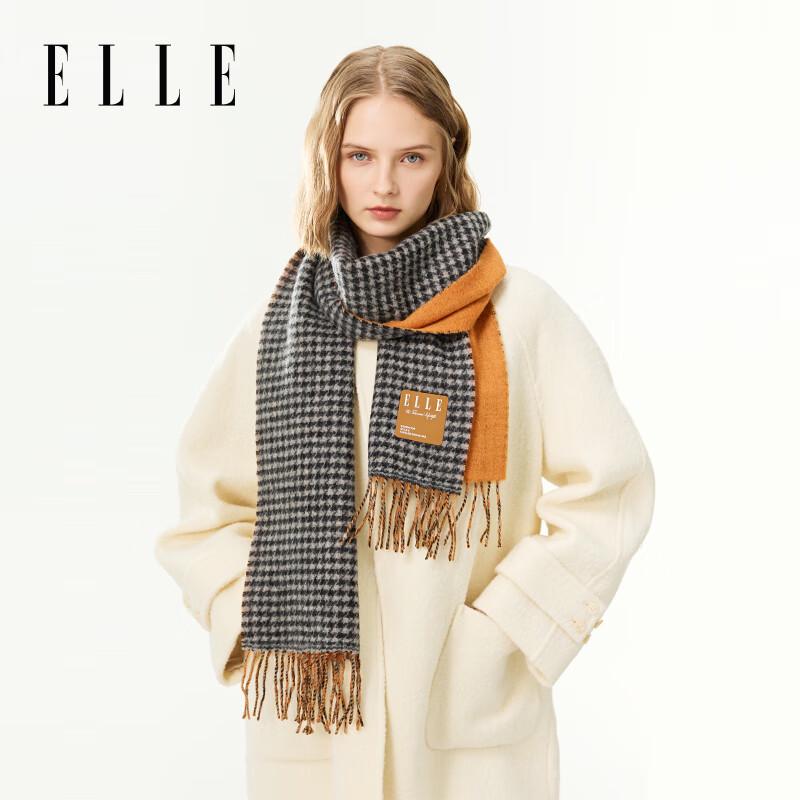 

Женский двусторонний шарф ELLE из 100% шерсти в клетку «гусиная лапка»