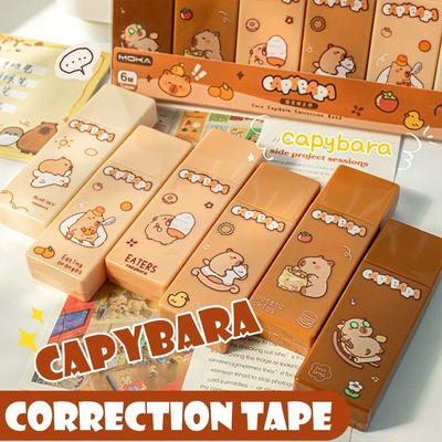 6Pcs/set Cute Student Stationery Large Capacity School Office Supplies Capybara Correction Tape