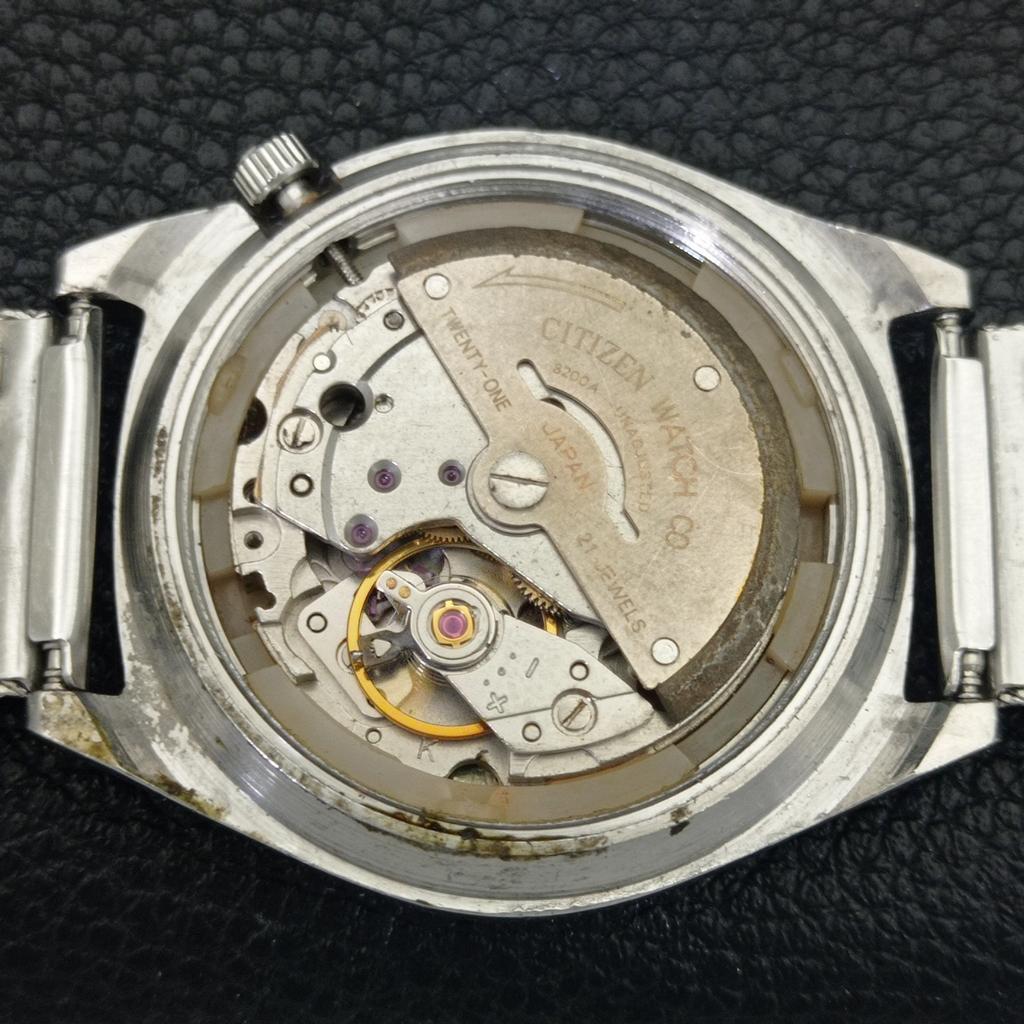 CITIZEN AUTOMATIC 8200 JAPAN MENS VINTAGE GOLDEN COLOR DIAL WATCH a702750-1 R210-a702750