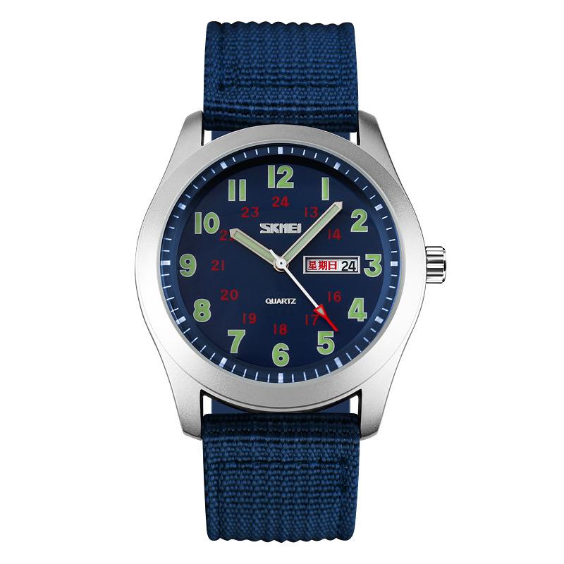 Moment Beauty Genuine Fashion Nylon Woven Strap Trendy Male God Double Calendar Quartz Watch Luminous Watch