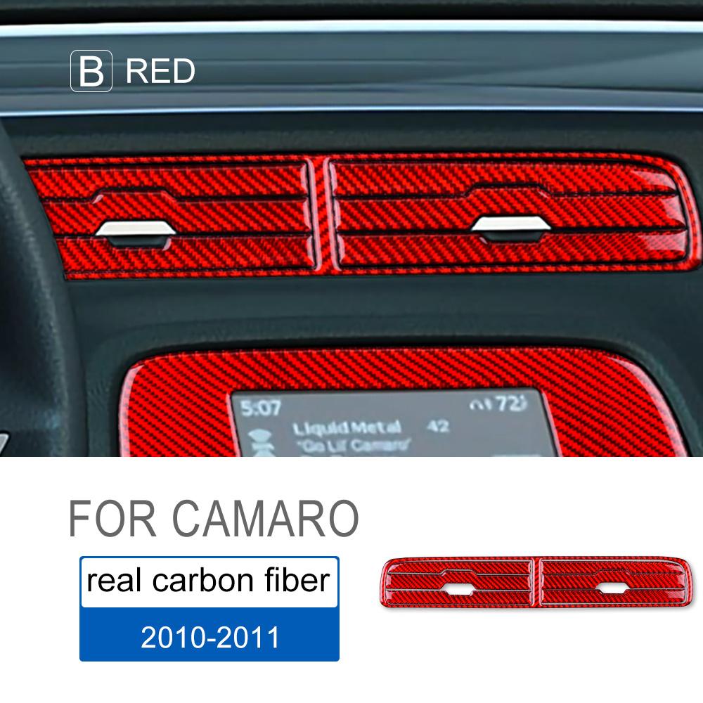 Real Carbon Fiber Sticker for Chevrolet Camaro 2010 2011 Accessories Interior Trim Car Air Conditioning Switch Panel Cover