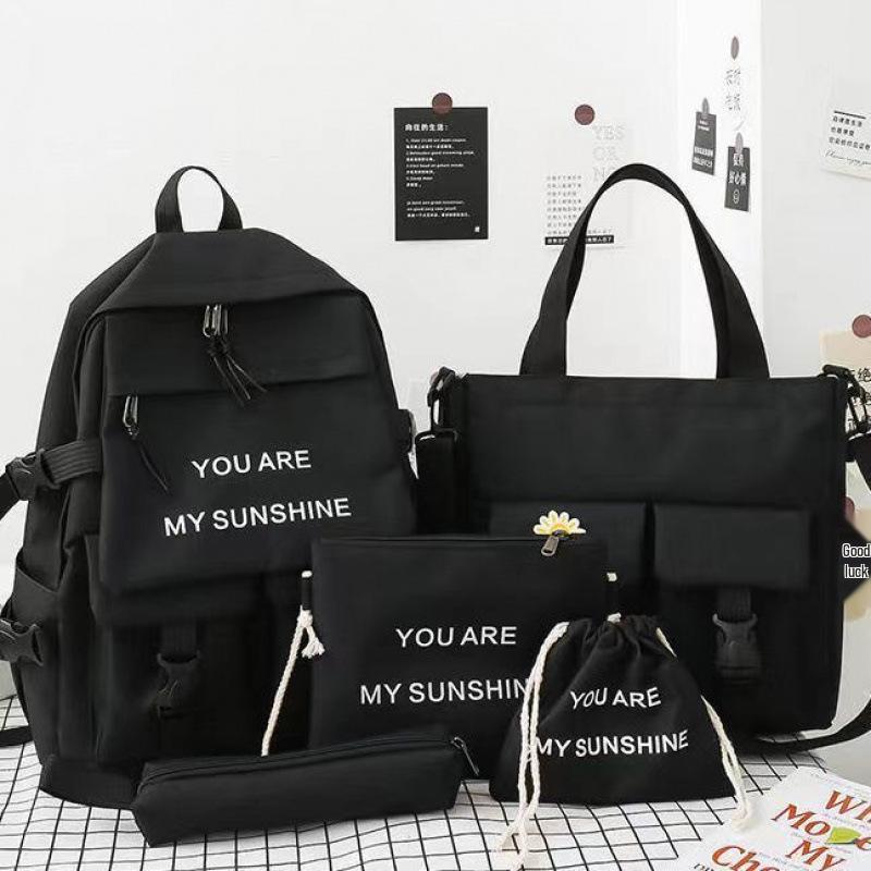 Stylish Korean Style Backpack Set for School: Large Capacity Fashion Shoulder Bag for Girls