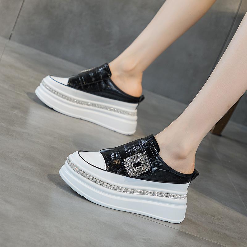 

Маленькие белые туфли женские на толстой подошве весенние новые на толстой подошве туфли-маффины с внутренней высотой увеличение женские туфли маленький размер сумка голова полушлепанцы женские 40 чёрный