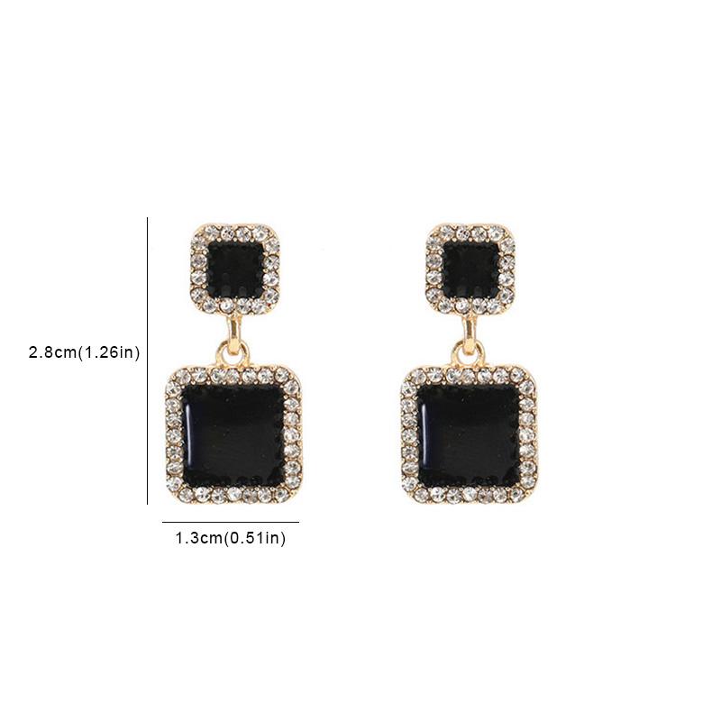 Black Hanging Long Earrings for Women Triangle Square Statement Drop Earrings 2025 boucle oreille femme Fashion Jewelry