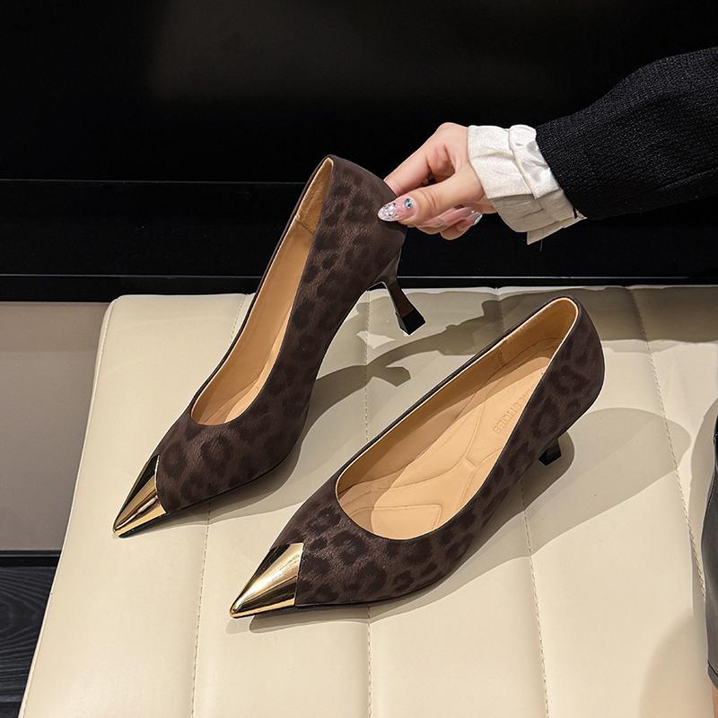 2025 Fashion Women Pumps Shoes High Heels Vintage Sexy Genuine Leather Party Summer Pointed Toe Office Shoes Spring 34-39
