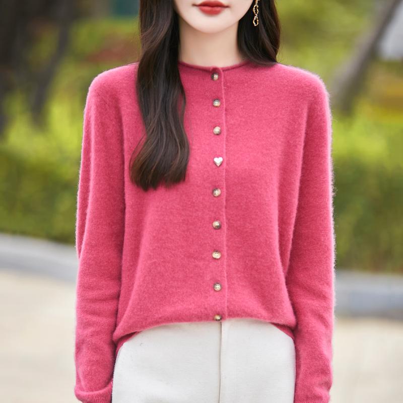 

Женский кашемировый свитер Qinghe кашемир 30% кашемир 70% шерсть осенне-зимний кашемировый кардиган мягкий и теплый XL вишня