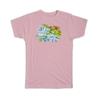 Gift T-Shirt : Watercolor Scenary Waterfall Frame