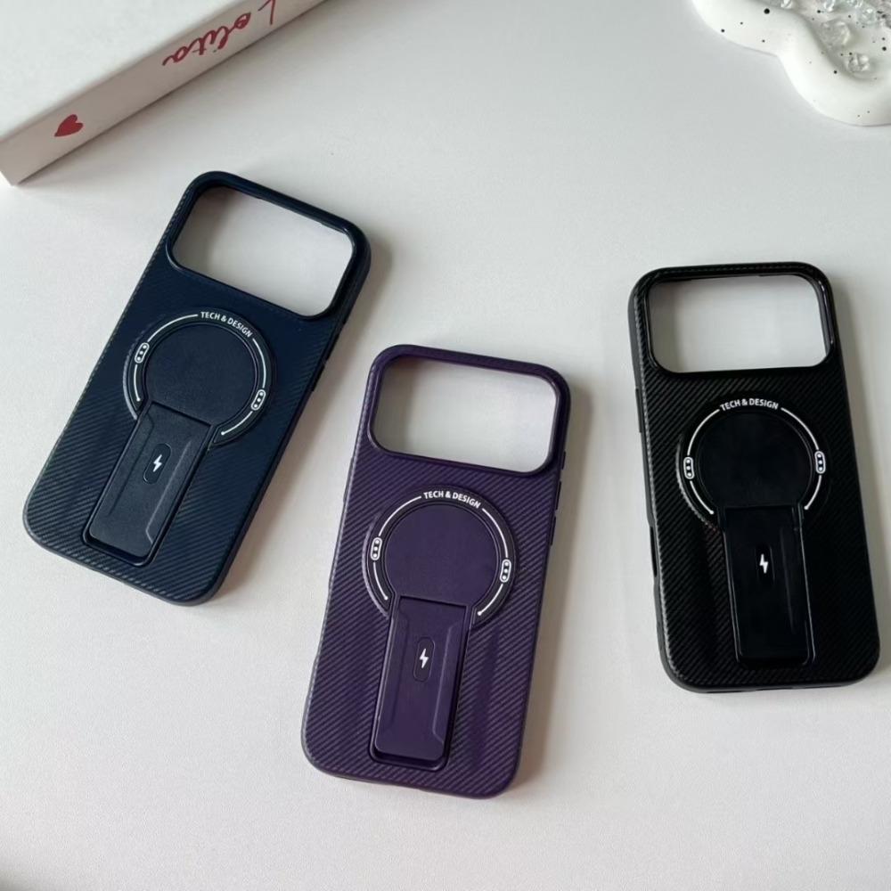 Luxury Invisible Stand Magnetic Case for iPhone 17 16 15 14 Plus 12 13 Pro Max Hard Anti fall Matte Back Case for Magsafe Cover