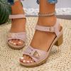 Sandals Women's 2025 Summer New Thick Heel Plus Heeled Women's Shoes Casual and Comfortable Beach