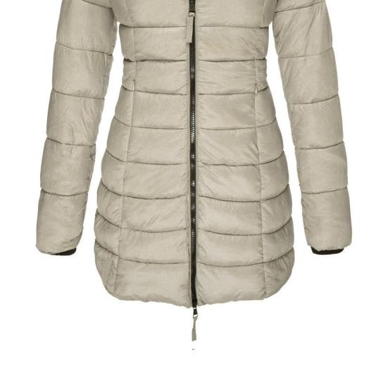 Winter Jacket Solid Color Hooded Slim Pockets Quilted Coat for Daily Wear