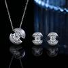 Sterling Geometric Pendant Necklace Stud Earrings Set With Moissanite Zirconia Brushed Finish Minimalist Chic
