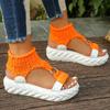 Fashion Platform Women Sandals Designer Open Toe Weave Mid Heels Casual Shoes 2025 New Trend Summer Slingback Walking Zapatillas Femme
