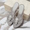 Fashion Liyke Summer Fashion Thin Low Heels Slippers Women Crystal Gem Clip Toe Beach Party Sandals Flip Flops Shoes Zapatos De Mujer