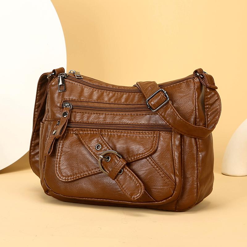 Vintage Women's Shoulder Bag Large Capacity PU Middle-aged Mother Bag