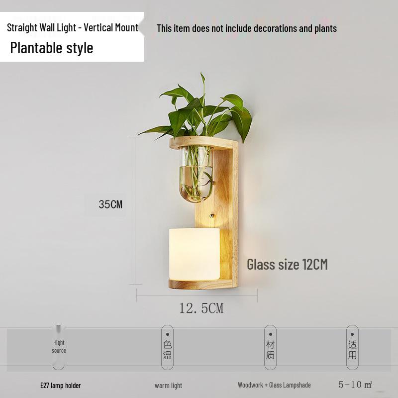 Solid Wood Glass Wall Lamp for Bedroom, Living Room, or Study - Chinese Art and European Style