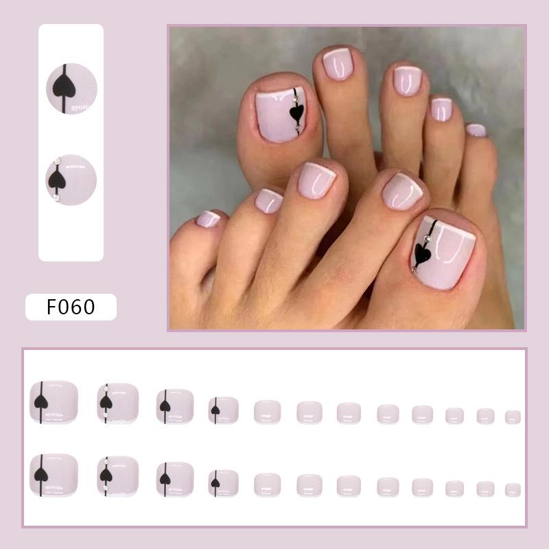 Chic French Diamond Flash Toenail Art: Sweet & Cool Fake Nails for Feet