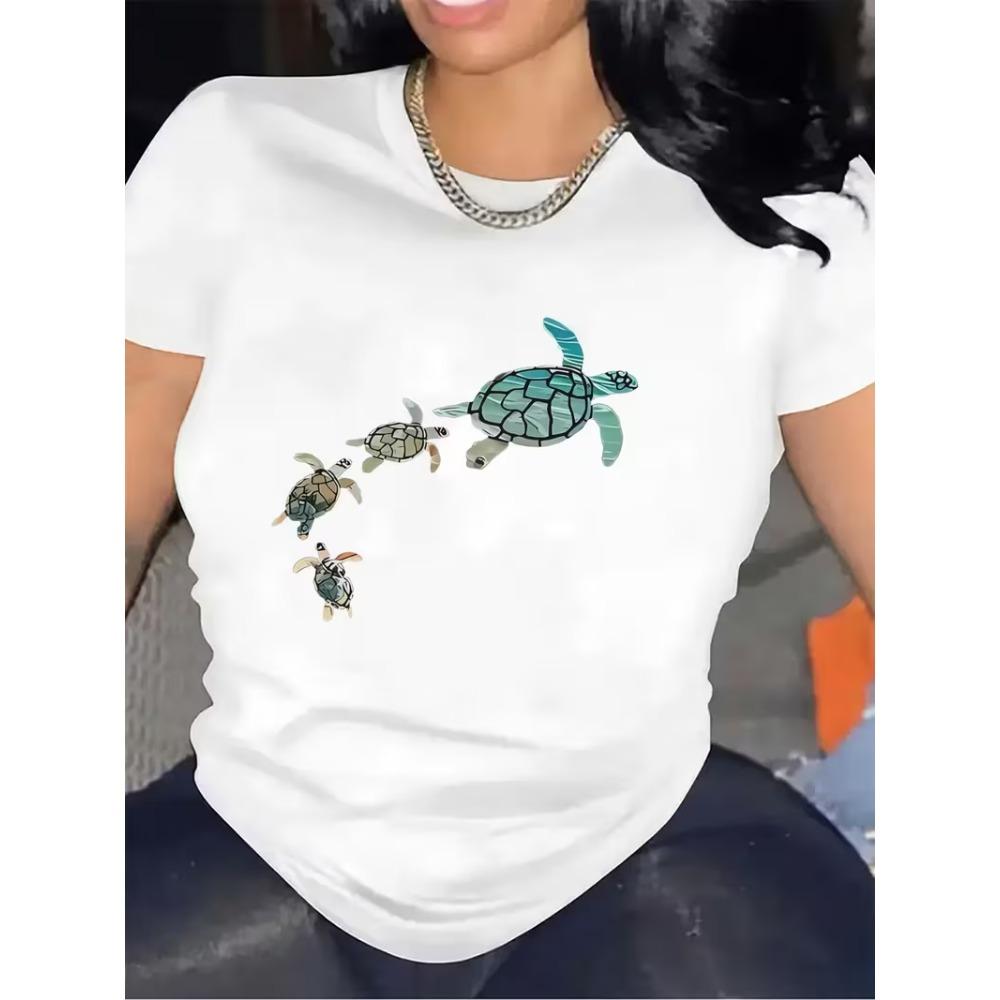 Women’s Floral Starfish T-Shirt Colorful Tropical Flower Graphic Tee Soft Beach Style Short Sleeve for Daily Wear