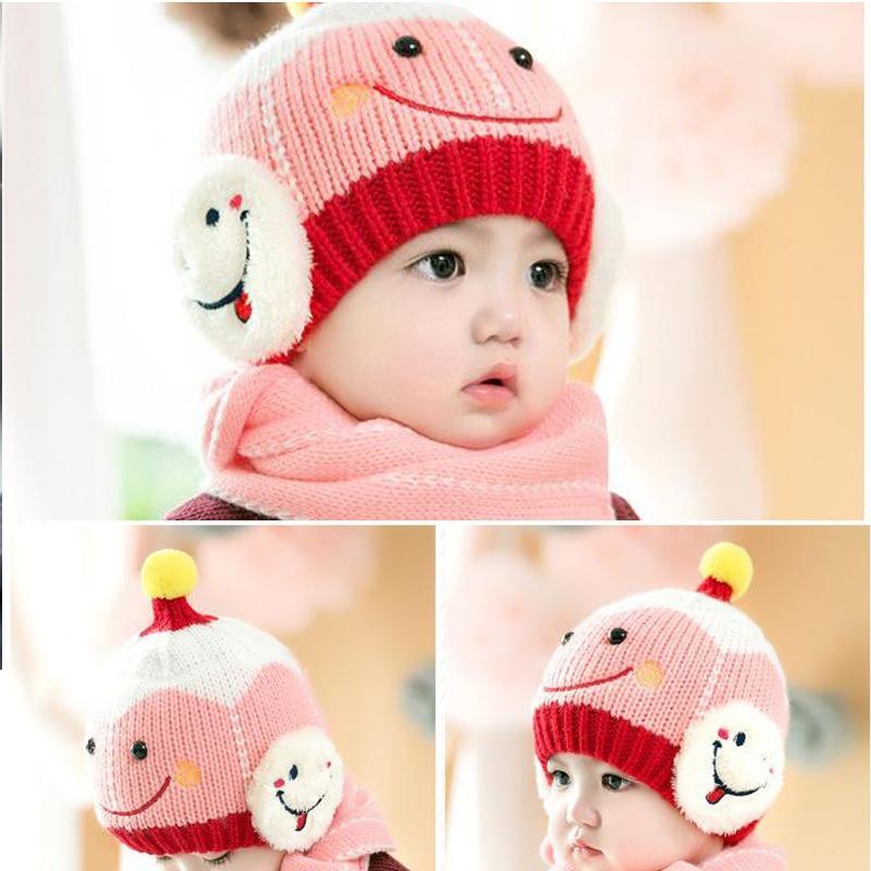 Children Ear Muff Crochet Baby Hat Headband Smile Knitted Caps Toddler Infant For Children