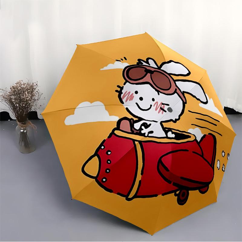 1pc Cute Bunny Flight Automatic Open/Close Umbrella - Compact Travel Umbrella, 8-Rib Heavy-Duty Construction, Ideal Gift, Outdoor Accessory,