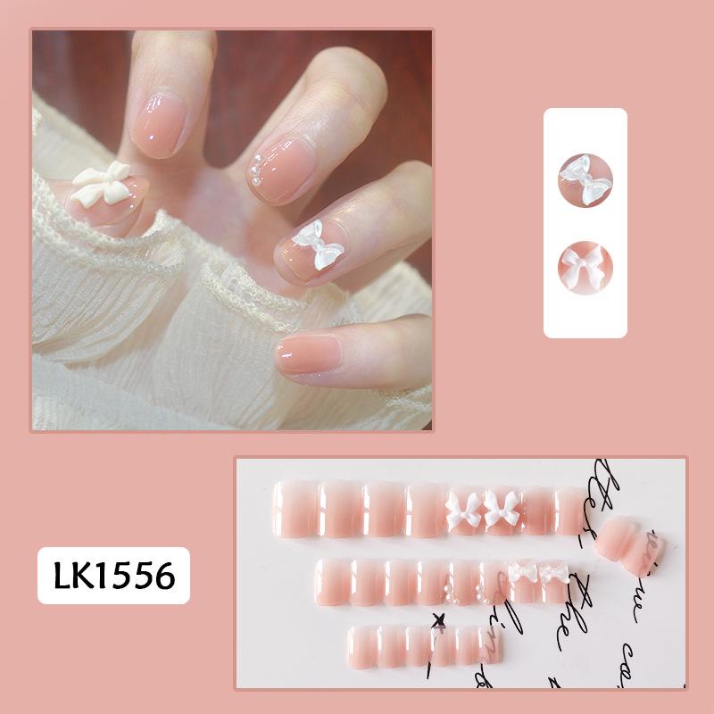 

Грейпфрутовый Омбре Молочно-Белый Бант Накладные Ногти Типсы Наклейки