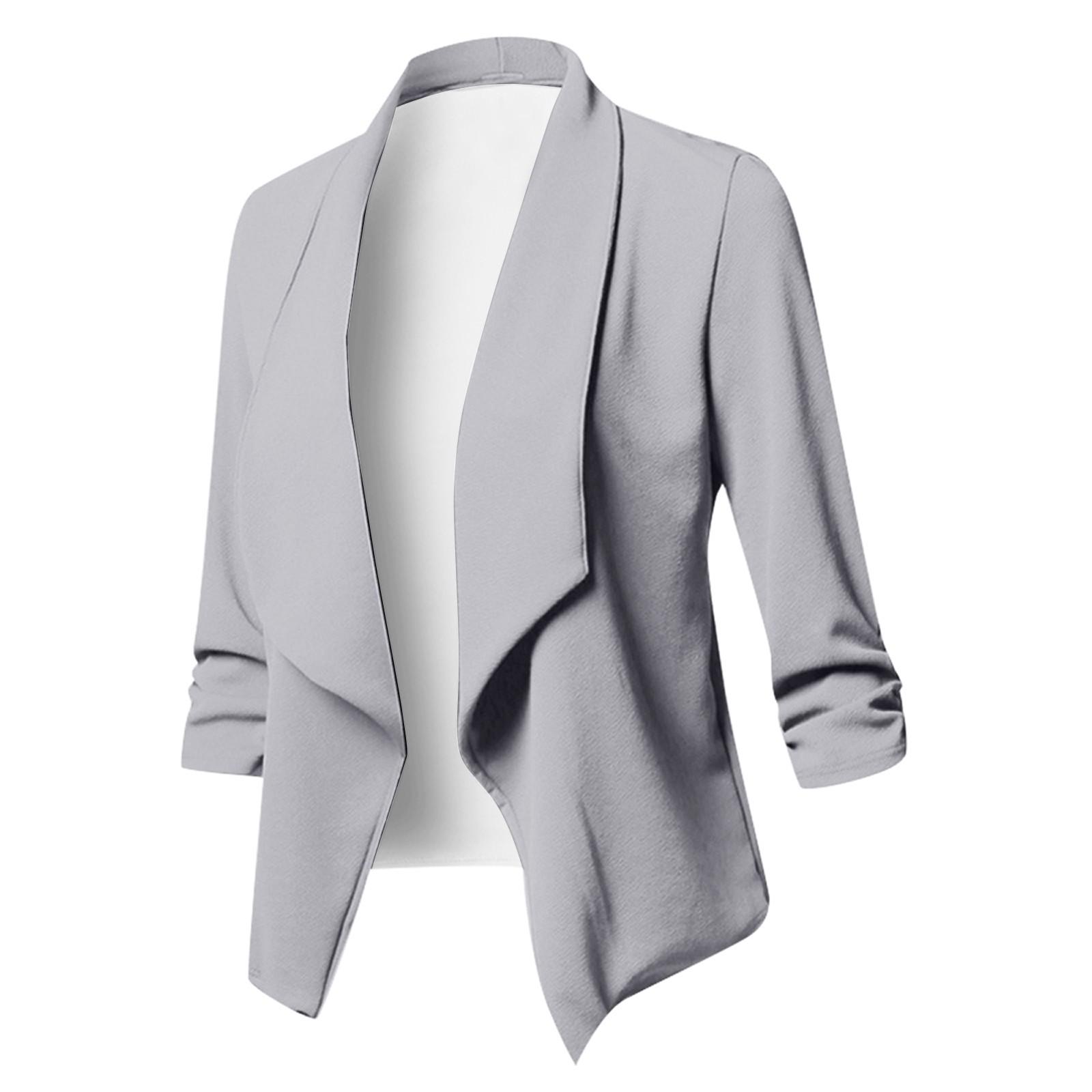 Women s Casual Open Front Cardigan Lightweight Short Loose Fit Draped Collar Jacket for Everyday Wear M