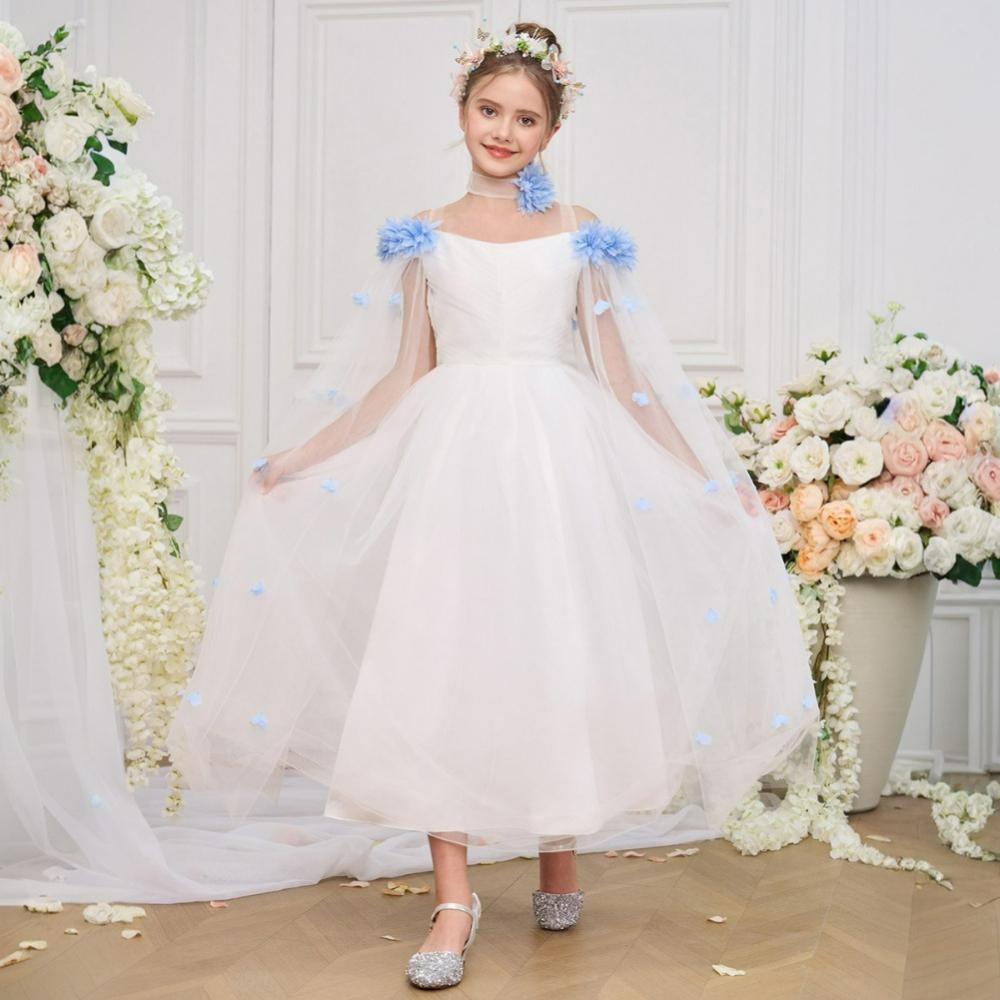 

Платья для девочек, Длинные платья-накидки «Маленькая принцесса» с открытыми плечами, Детские платья принцесс, Пушистые костюмы для подиума 80