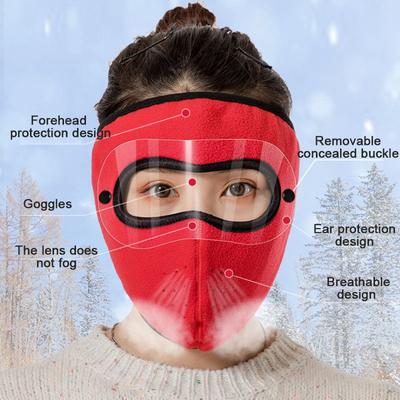 Masque intégral chaud d'hiver pour l'extérieur, cyclisme, coupe-vent, avec lunettes amovibles, chapeau