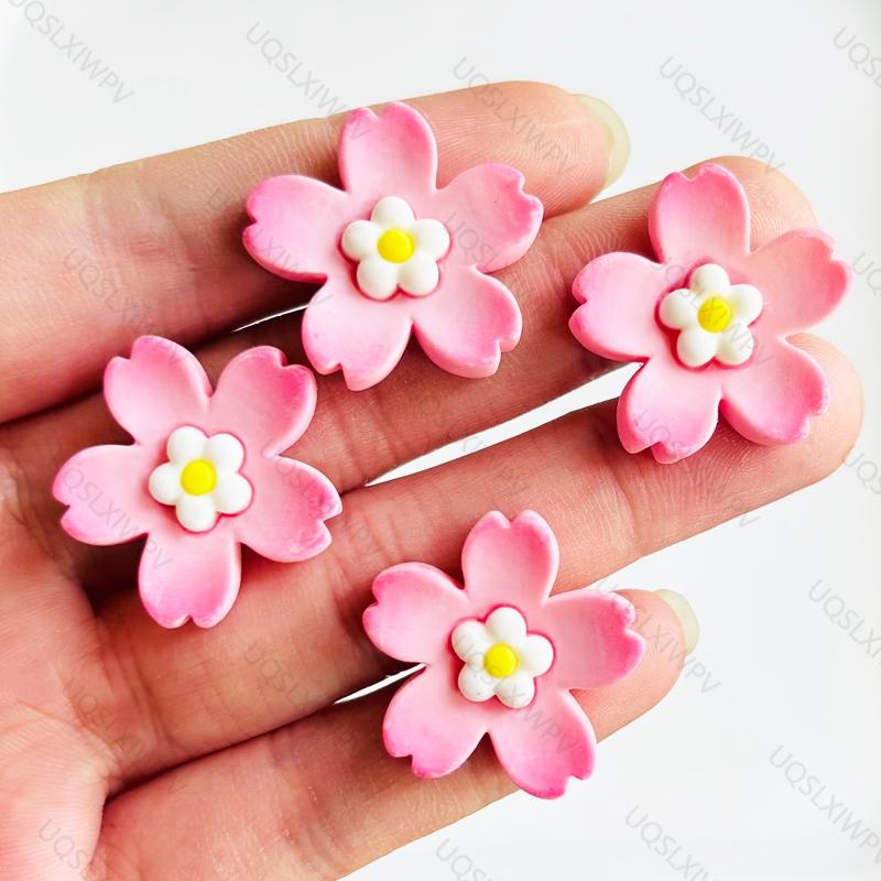 10 New Resin Pink Cherry Blossom Flat Back Flower Accessories Diy Jewelry Decoration Crafts A151
