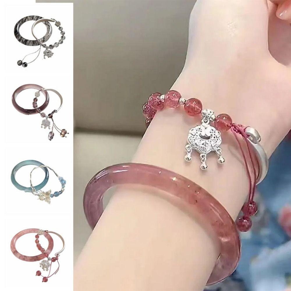 2Pcs Retro Pendant Charm Tassel Bells Bracelet Vintage Retro Hand Ring  Jewelry Accessories