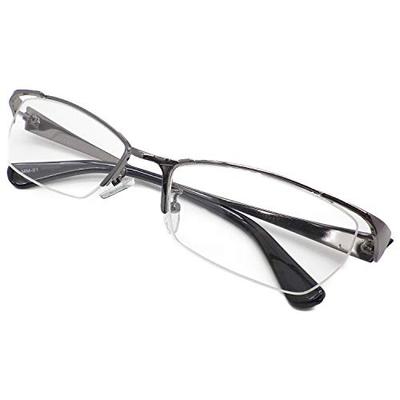 Nagoya Megane Co., Ltd. Cool Reading Glasses for Men, Stylish Metal Wire Frame, Slightly Bad-Looking Design, MM-01 (Gray (Wide), 2.00)