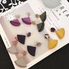 Multicolor Yarn Christmas Hat Pendant Fan-Shaped Plush Earrings for Women