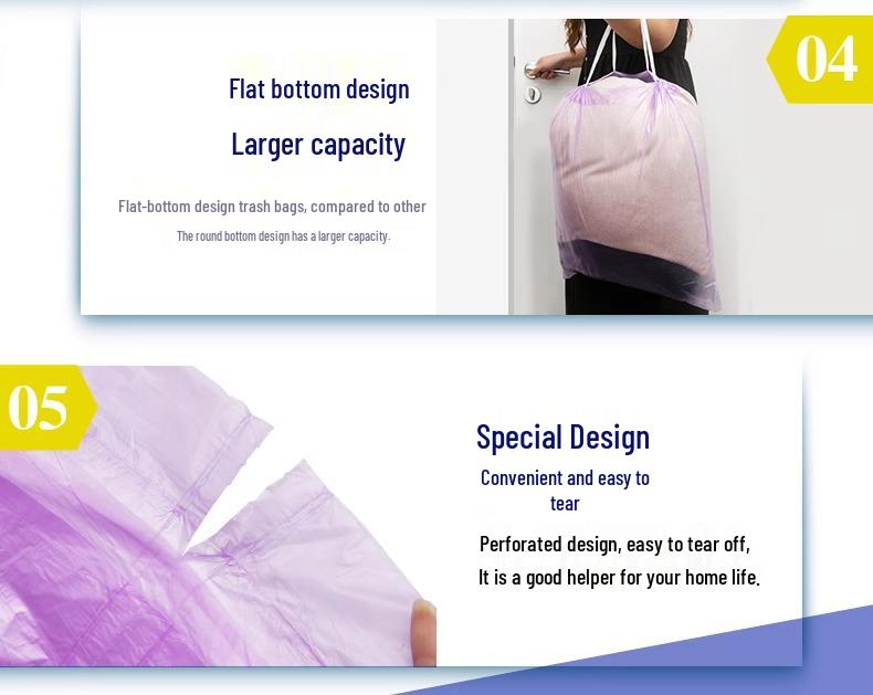 Miao Jie Extra Thick Purple Drawstring Trash Bags, Medium Size (45x50cm), 54 Count, 1.2 Mil