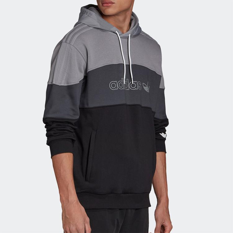 Adidas Originals Trefoil Colorblock Fleece Hoodie Men Hoodie Grey Black GD5796