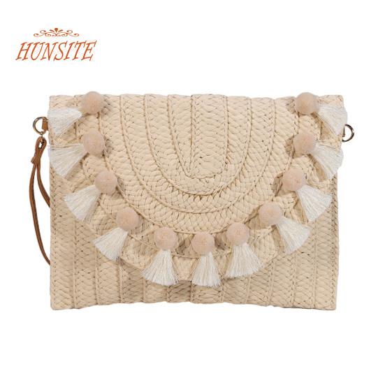 

Сумка Соломенная сумка через плечо Пляжная сумка ручной работы Большой вместительности Соломенная сумка через плечо с магнитной застежкой Плетеный конверт Кошелек с регулируемым плечевым ремнем бежевый