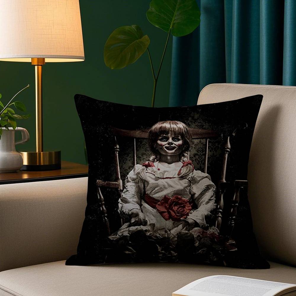 Film Horror A-Annabelle Kissenbezug Plüschstoff Weicher Kissenbezug Doppelseitiger Druck Sofakissenbezug Überwurf