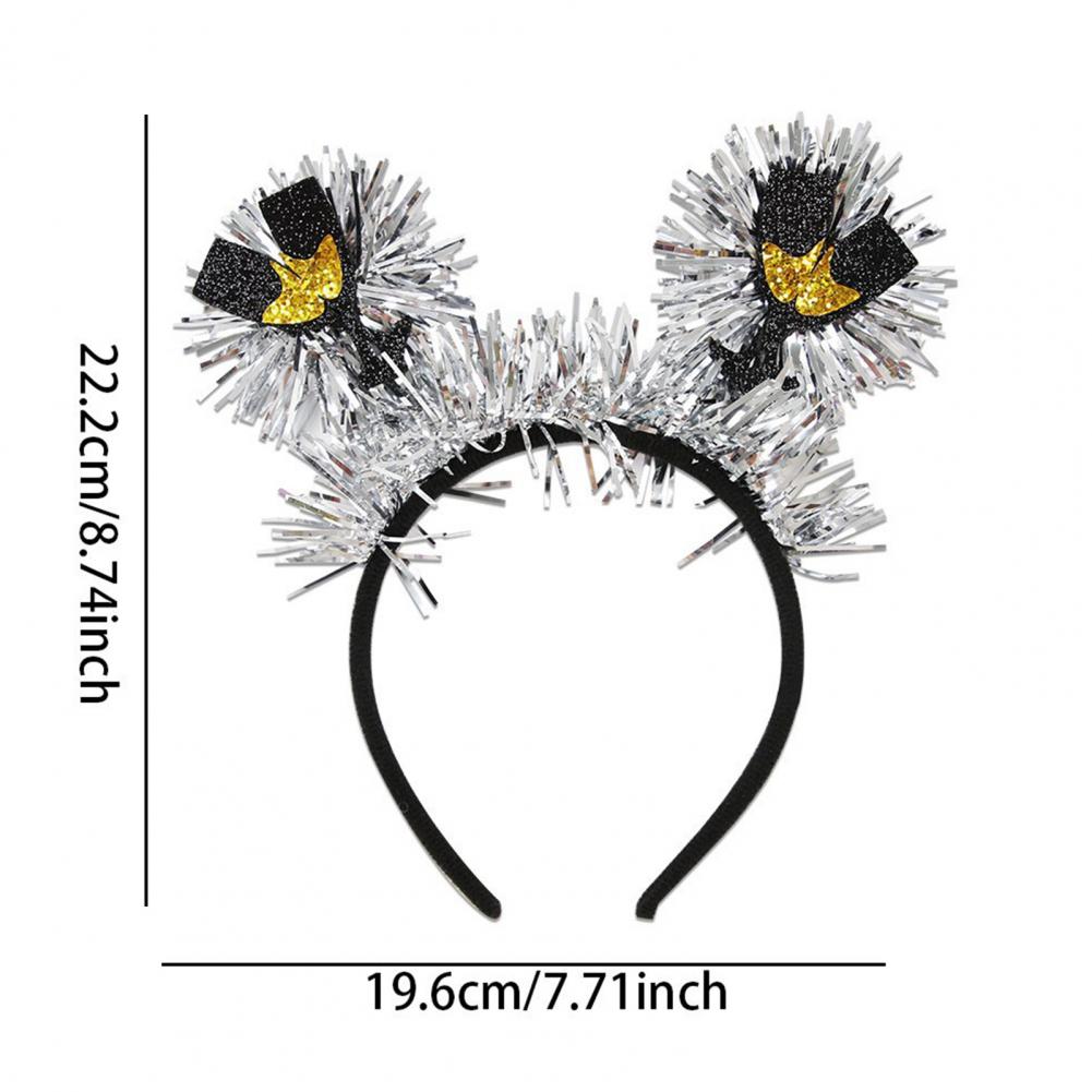 2026 New Year Headband With Letters Glitter Tinsel Hairband With Wine Glass Hat Party Headwear Countdown Celebration Headband