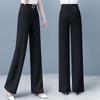 Women's Spring/Summer High Waist Elastic Wide Leg Pants - Slimming, Loose, Straight Leg, Casual Drapey Fit