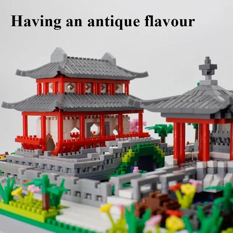 China'S Classical Suzhou Garden Landscape Building Blocks Ancient Model Mini Diamond Bricks Toy Gift For Adult Kid