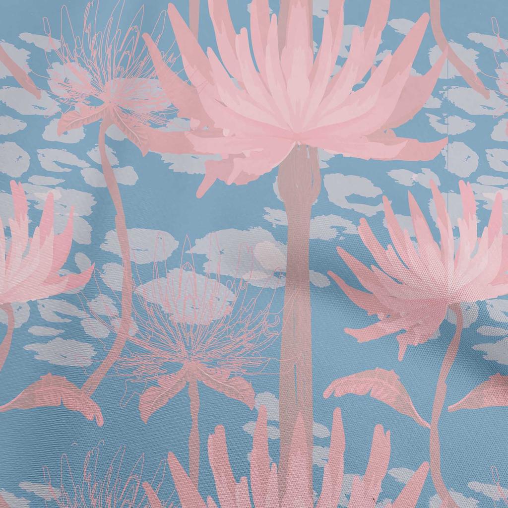 oneOone Cotton Flex Light Blue Fabric Tropical Plants Fabric For Sewing Printed Craft Fabric By The Yard 40 Inch