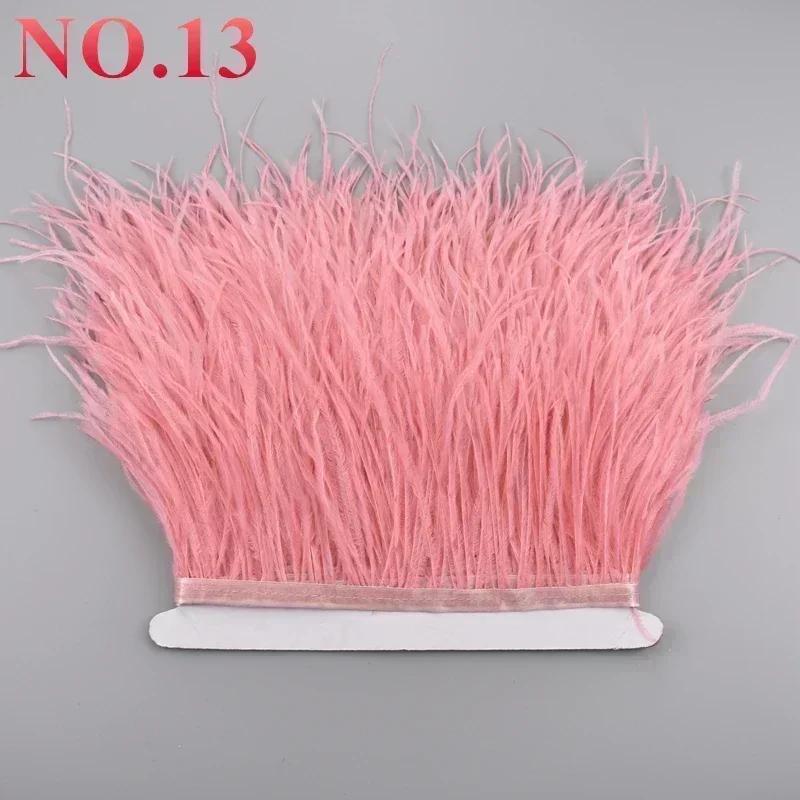 Feather10Meters Ostrich Feathers on Ribbon Tape 10-15cm 4-6" Feather Trim Boa for Clothes Sewing Trimmings Fringe Manmade Decorations