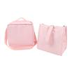 2 Pieces Insulated Lunch Bags PU PVC Waterproof Reusable Leakproof Large Capacity Lunch Handbag with Shoudler Strap Pink