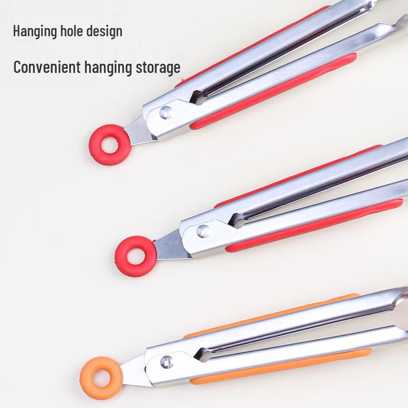 7-inch Stainless Steel Silicone Food Tongs