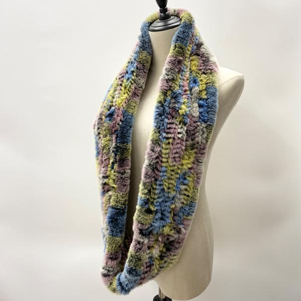 Women Long Ring Scarf Real Rex Rabbit Fur Knitted Neck Warmer Winter Stylish Warm Ring Scarves