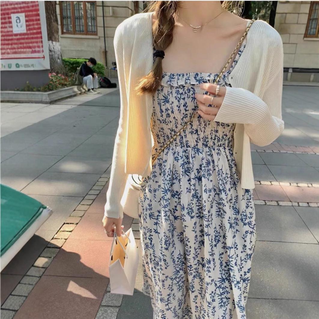 

Women s French Retro Floral Summer Dress - Sexy Slimming Sling Dress XXL