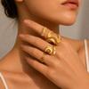 Women's Adjustable Hip Hop Irregular Geometric Stainless Steel Stacking Ring