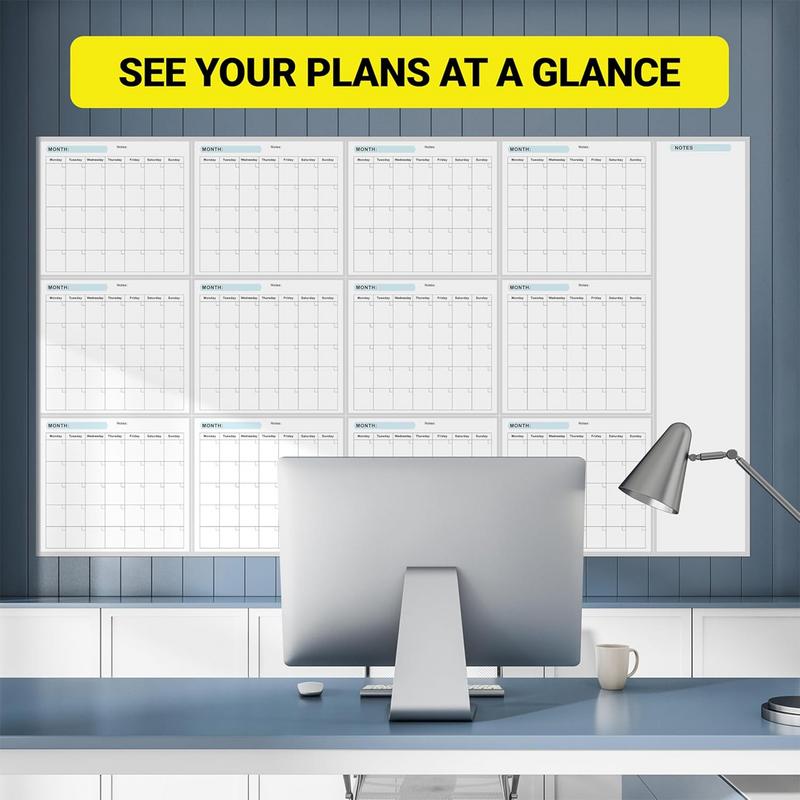 Erasable Yearly Planner Calendar Dry Erase Wall Calendar Giant Erasable Wall Calendar Blank Undated Yearly Calendar for Planning