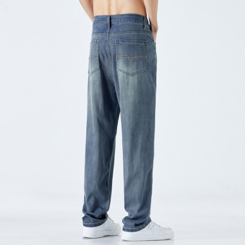 JYL Men's jeans retro wide pants wide straight daily fine washing USA