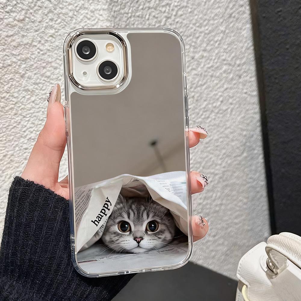 Printed Makeup Mirror Phone Case For IPhone 17 16 15 14 13 12 11 Pro Max 16E 17E Plus Bumper Shockproof Hard Coque Cover