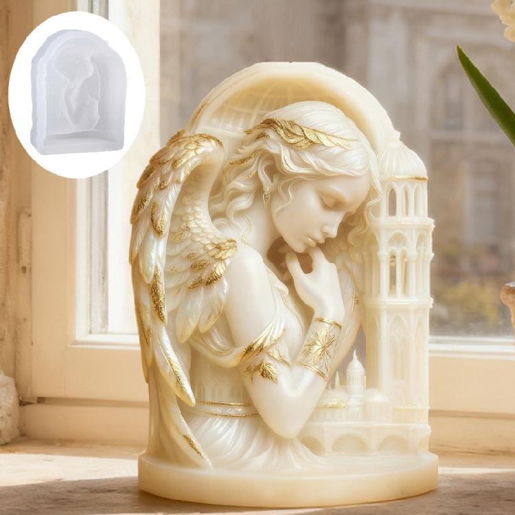 Angel Tower Shape Silicone Candle Molds Easy Demod Temperature Resistant For Making Candle Soap Wedding Decoration