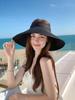 Women's Beige Bohemian Elegant Straw Sun Hat - Foldable Summer Beach Hat With Bow Decor, UV Protection, Adjustable Size,